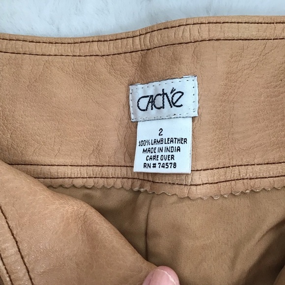 Cache Women’s Lamb Leather Boot-Cut Pants Casual Western Cowgirl Camel Size 2 - Picture 4 of 8